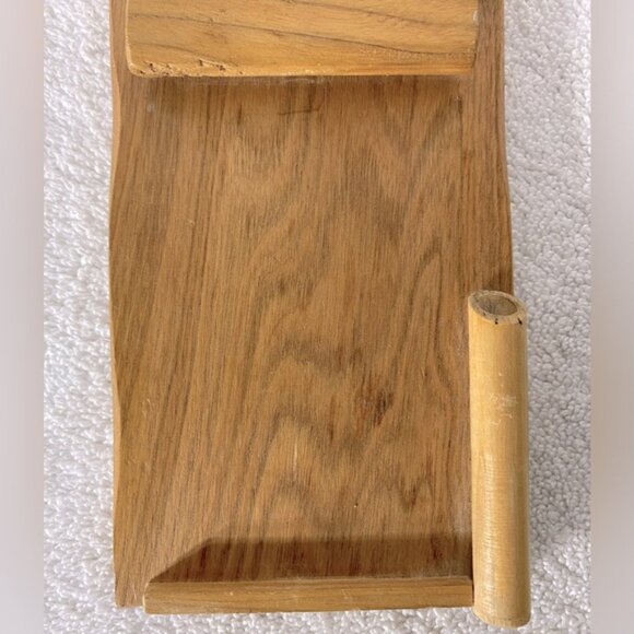SOLD-Vintage Handmade Hand Carved Wood Notepad And Pen Holder - Picture 5 of 9